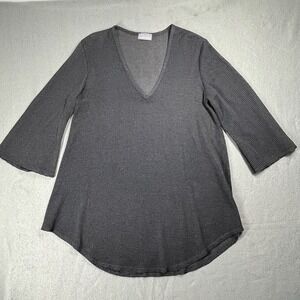 Jordan Taylor Tunic Top V-Neck 3/4 Bell‎ Sleeve Knit black swimsuit cover up